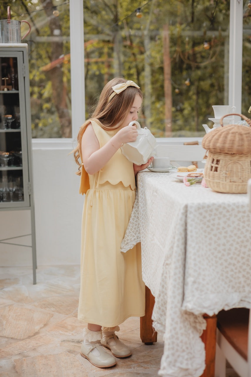 Vestido ondas amarelo com colete