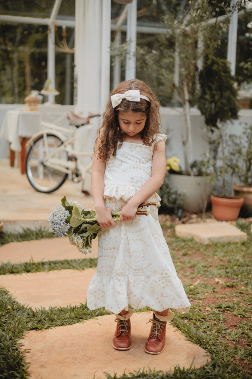 Vestido midi laise bordado