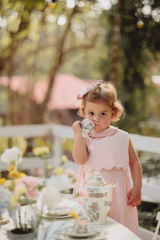 Vestido ondas rosa com colete