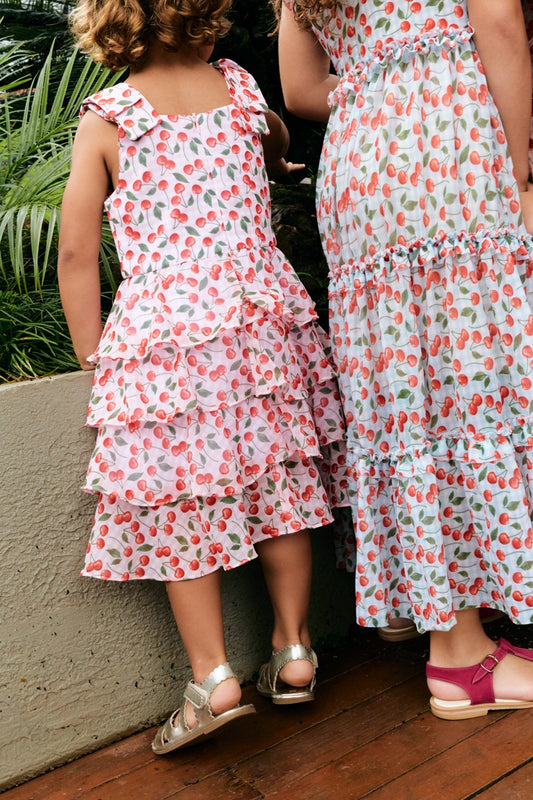 Vestido Tule Cerejinha Rosa