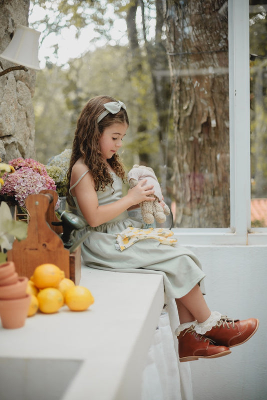 Vestido ondas verde pistache com colete