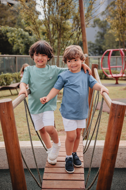 Camiseta em Algodão Egípicio Azul Celeste