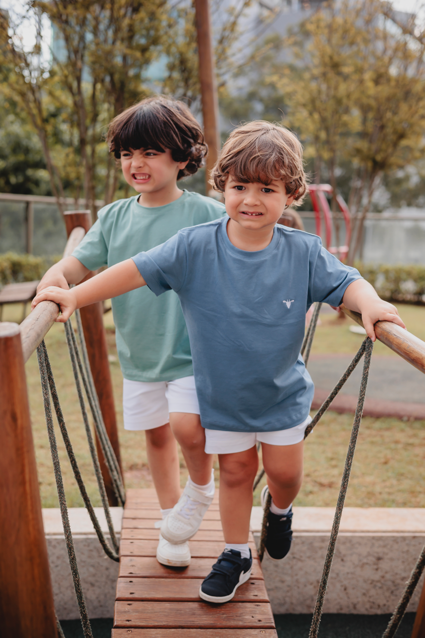 Camiseta em Algodão Egípicio Azul Celeste