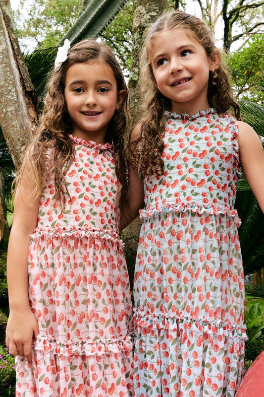 Vestido Tule Cerejinha Azul