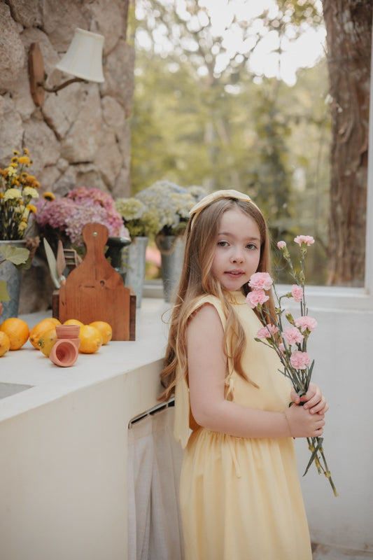 Vestido ondas amarelo com colete