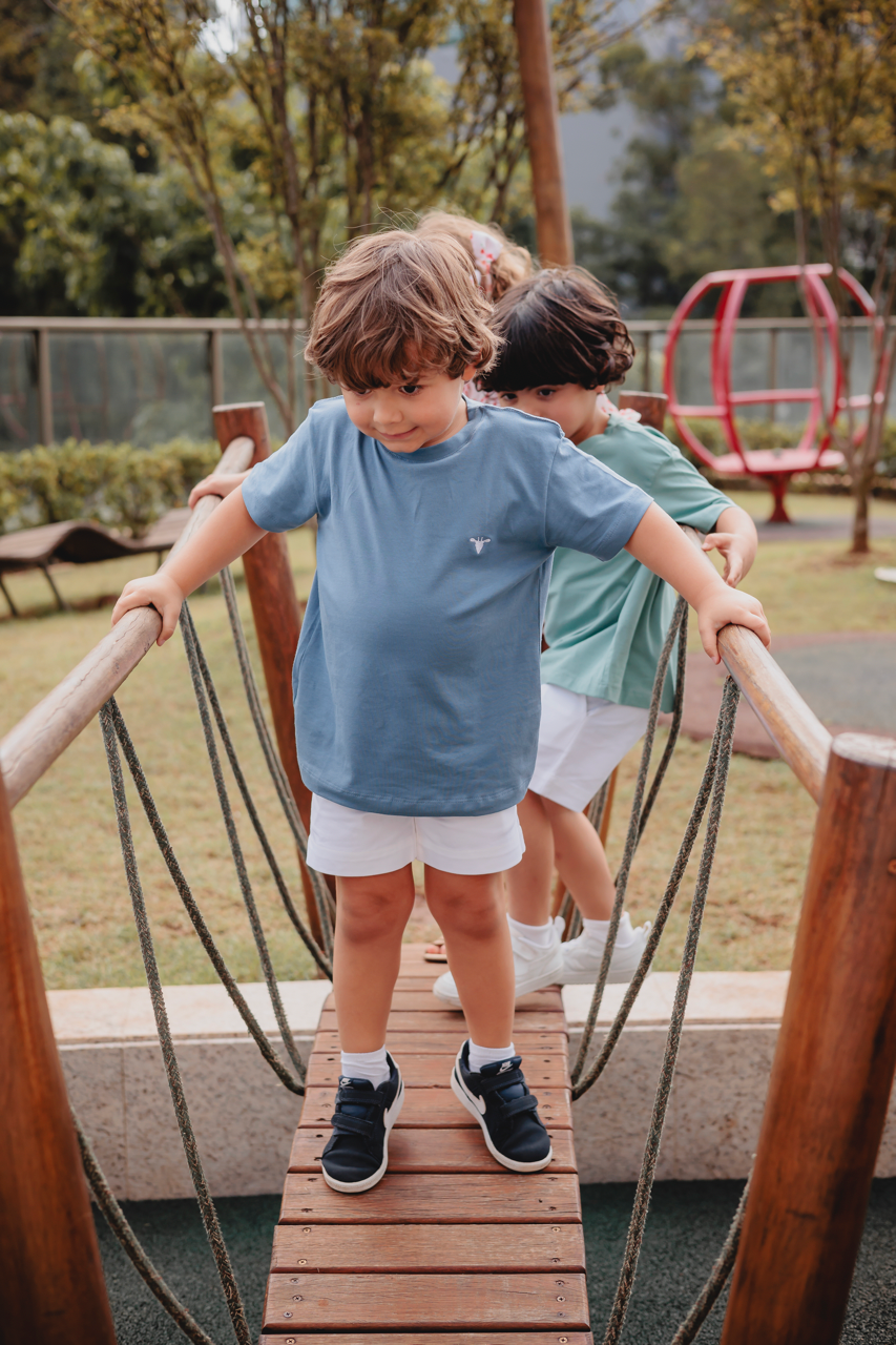 Camiseta em Algodão Egípicio Azul Celeste