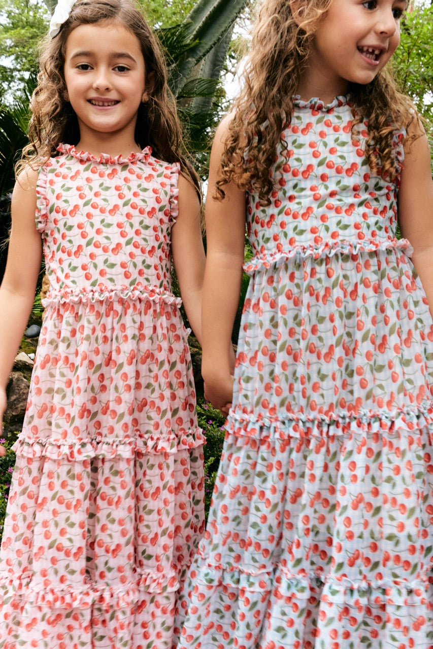 Vestido Tule Cerejinha Azul