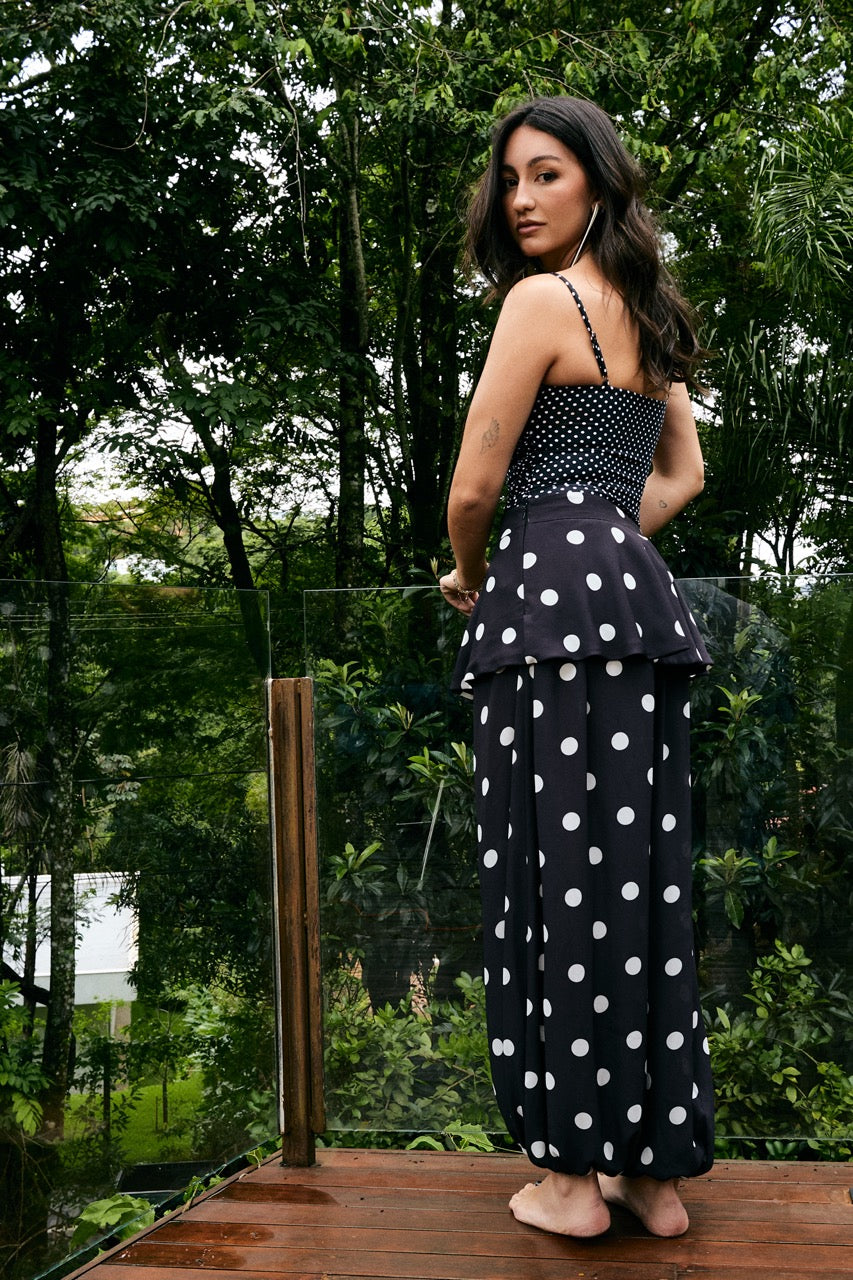 Calça Peplum Poá