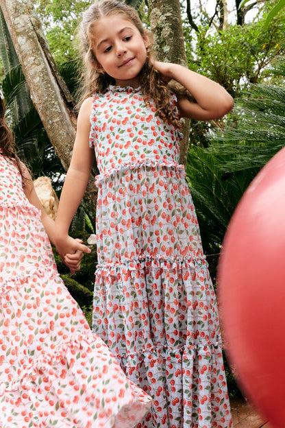Vestido Tule Cerejinha Azul