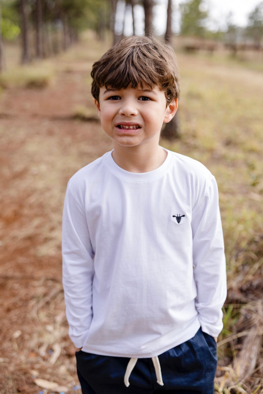 CAMISETA DE ALGODÃO EGIPICIO BRANCA MANGA LONGA