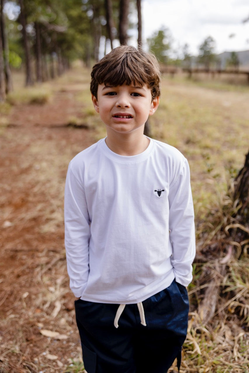 CAMISETA DE ALGODÃO EGIPICIO BRANCA MANGA LONGA
