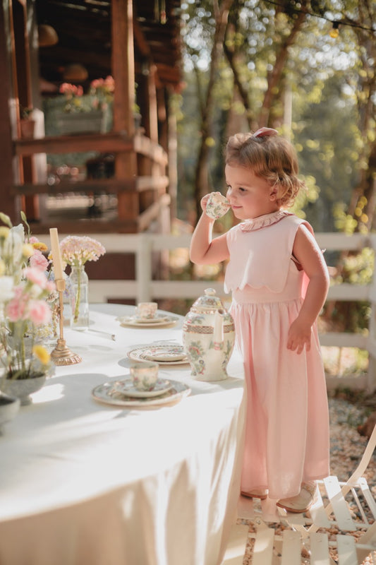 Vestido ondas rosa com colete