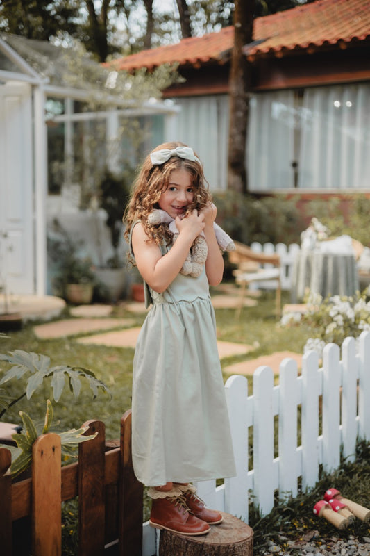 Vestido ondas verde pistache com colete